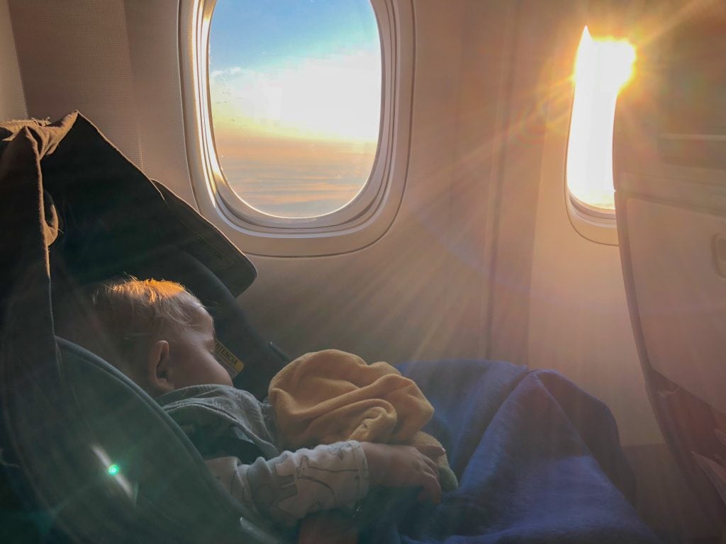 flying with kids: baby on plane